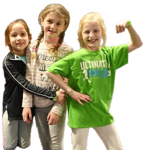 ninja training fun - three girls smile at camera
